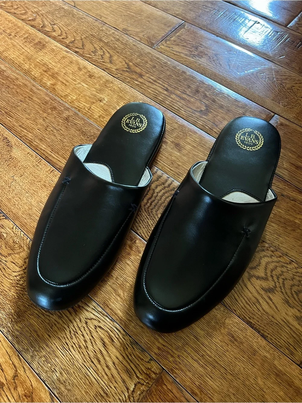 L.B. Evans Men’s Slippers Leather Slip-On Loafers Black Size 12 EEE